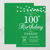 100. Geburtstag Einladung Grün (Vorne/Hinten)
