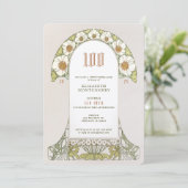 100. Geburtstag Einladung Jugendstil von Mucha (Stehend Vorderseite)
