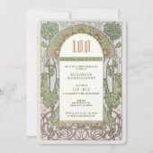 100. Geburtstag Einladung Jugendstil von Mucha (Vorderseite)