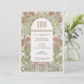 100. Geburtstag Einladung Jugendstil von Mucha (Stehend Vorderseite)