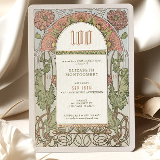 100. Geburtstag Einladung Jugendstil von Mucha
