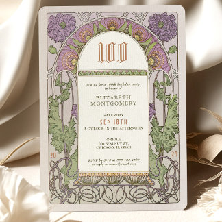 100. Geburtstag Einladung Jugendstil von Mucha