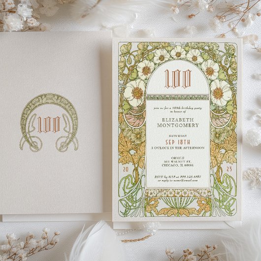 100. Geburtstag Einladung Jugendstil von Mucha