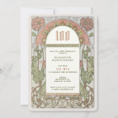 100. Geburtstag Einladung Jugendstil von Mucha (Vorderseite)