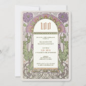 100. Geburtstag Einladung Jugendstil von Mucha (Vorderseite)