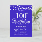 100. Geburtstag Einladung Royal Blue (Stehend Vorderseite)