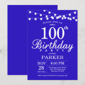 100. Geburtstag Einladung Royal Blue (Vorne/Hinten)