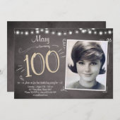 100. Geburtstag Einladung Vintagen Hundert Geburts (Vorne/Hinten)