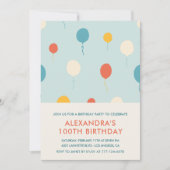 100. Geburtstag Einladungen Balloons Moderne (Vorderseite)
