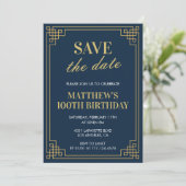 100. Geburtstag Einladungen Männer Save the Date M (Stehend Vorderseite)