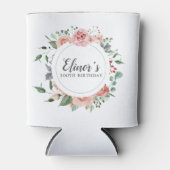 100. Geburtstag Elegant Rosa Rosenblüte Dosenkühler (Vorderseite)