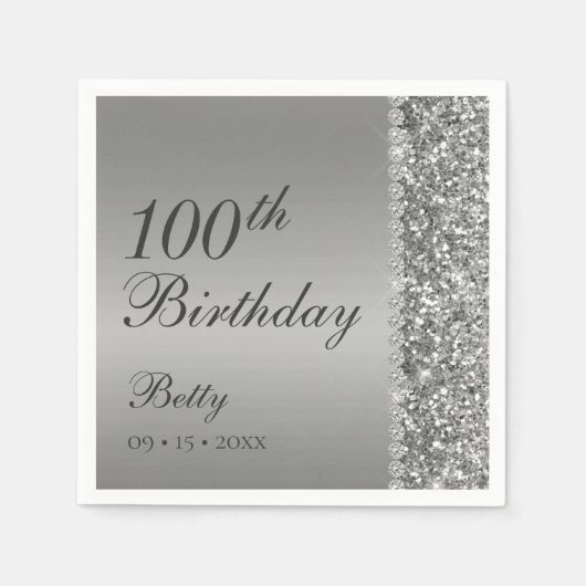 100. Geburtstag Elegant Serviette (Vorderseite)