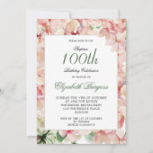 100. Geburtstag Elegantes Foto Floral Geburtstag Einladung (Vorderseite)