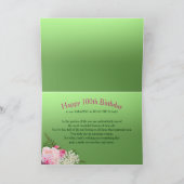 100. Geburtstag, Feminine mit rosa Peonies, Blume Karte (Innenseite)