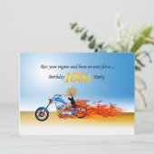 100. Geburtstag Flammenmotorrad-Party Einladung (Stehend Vorderseite)
