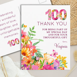 100. Geburtstag Floral 100 Schmetterling Würdigung Postkarte