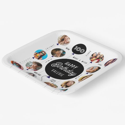 100. Geburtstag Foto Balloons Pappteller (Gewinkelt)