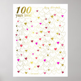 100. Geburtstag Gästebuch Poster - 100 Jahre Loved