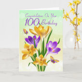 100. Geburtstag Gelb und Lila Crocus Karte (Gelbe Blume)