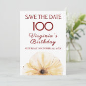 100. Geburtstag Gelbe Blume, Moderne Save-the-Date (Stehend Vorderseite)