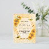 100. Geburtstag gelbe rustikale Sonnenblumen Einla Postkarte (Stehend Vorderseite)