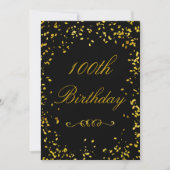 100. Geburtstag Glamour Gold Confetti Einladung (Vorderseite)