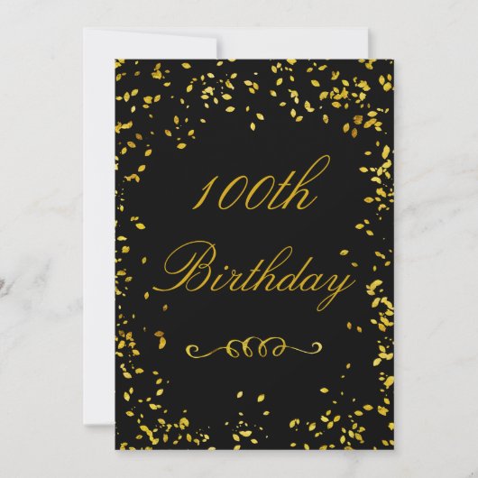 100. Geburtstag Glamour Gold Confetti Einladung (Vorderseite)