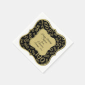 100. Geburtstag Gold/Schwarz Zahlenmuster Serviette (Ecke)