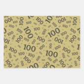 100. Geburtstag Gold und Schwarz Zahlenmuster 100 Geschenkpapier Set (Vorderseite 3)