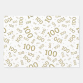 100. Geburtstag Gold und Schwarz Zahlenmuster 100 Geschenkpapier Set (Vorderseite 2)