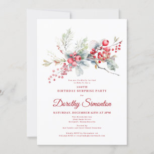 100. Geburtstag Grüne Rote Berry Überraschung Part Einladung