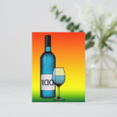 100. Geburtstag halftone Weinflasche & Glas Postkarte (Stehend Vorderseite)