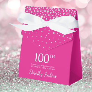 100. Geburtstag Hot Pink Glitzernde Dankeschön Geschenkschachtel