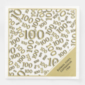 100. Geburtstag Hundertjähriges Gold Zahlenmuster Serviette (Vorderseite)