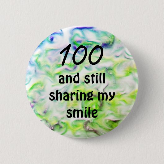 100. Geburtstag immer noch lächelnd blaugrüne Kraw Button (Vorderseite)
