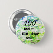 100. Geburtstag immer noch lächelnd blaugrüne Kraw Button (Vorne & Hinten)