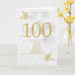 100. Geburtstag in Tagen Wochen Minuten mit Namen Karte