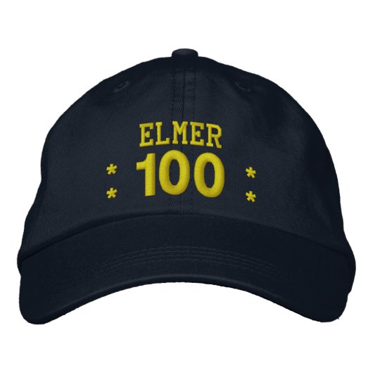 100 Geburtstag Individuelle Name NAVY und YELLOW V Bestickte Kappe (Vorderseite)