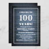 100. Geburtstag Land Holz Party Einladung (Vorne/Hinten)