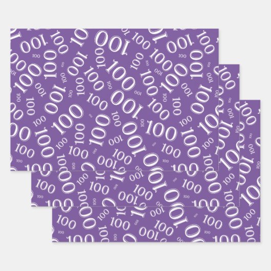 100. Geburtstag Lila Zahlenmuster 100 Geschenkpapier Set (Set)