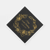 100. Geburtstag Luxe Gold Rose Black Serviette (Ecke)