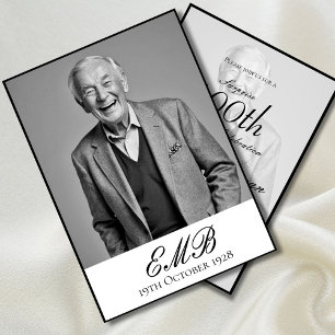 100. Geburtstag männlich Stilvolles Foto Monogram Einladung