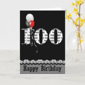 100. Geburtstag mit Ballon-Bouquet auf schwarz Karte (Gelbe Blume)