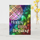 100. Geburtstag mit Discoball und Regenbogen des Karte (Gelbe Blume)