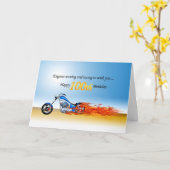 100. Geburtstag mit einem flammenden Motorrad Karte (Gelbe Blume)
