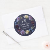 100. Geburtstag Moody Lila Blume Vielen Dank für I Runder Aufkleber (Umschlag)