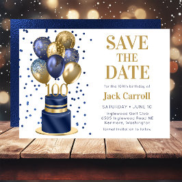100. Geburtstag Navy Blue Balloon Cake Save The Date