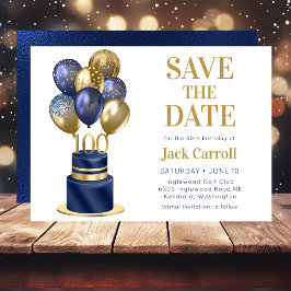 100. Geburtstag Navy Blue Balloon Cake Save The Date