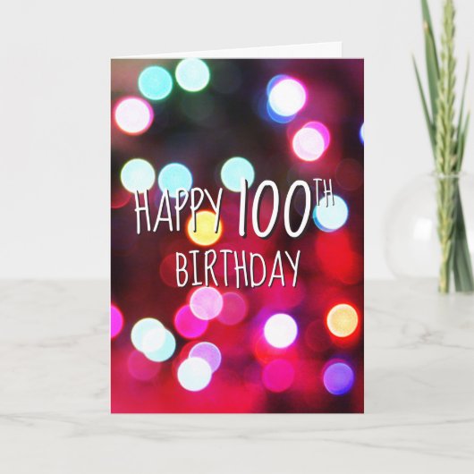 100. Geburtstag Neon-Partylichter Karte (Vorderseite)