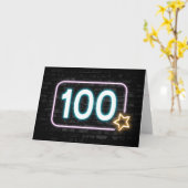 100. Geburtstag Neon Sign On Brick Karte (Gelbe Blume)